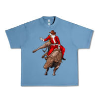 Pebble Blue santa riding a bull Urban Heavy Tee - CowGirlArtShop