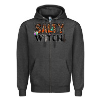 Charcoal Heather salty witch Zipper Hoodie - CowhideDigitalArt
