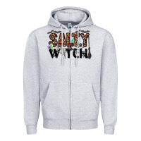Heather Grey salty witch Zipper Hoodie - CowhideDigitalArt
