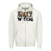 Oatmeal Heather salty witch Zipper Hoodie - CowhideDigitalArt