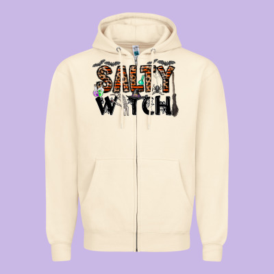 Salty Witch Zipper Hoodie Designed By Cowhidedigitalart