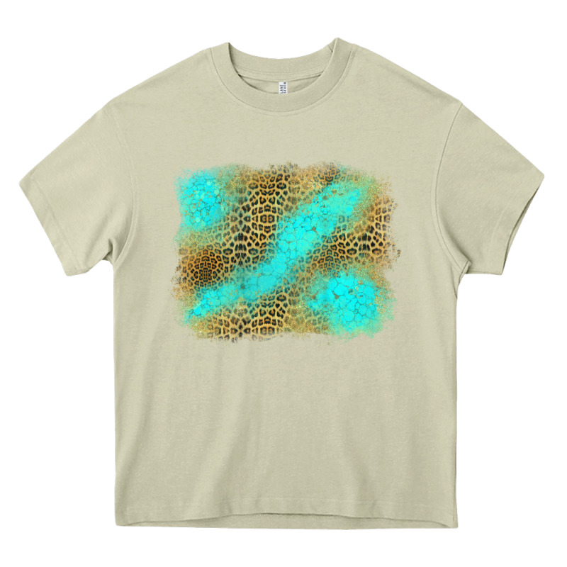 Leopard Turquoise Background Heavy Core Tee by Jasminsmagicworld | Teevron