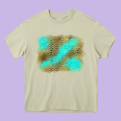 Leopard Turquoise Background Heavy Core Tee Designed By Jasminsmagicworld