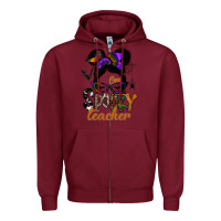 Burgundy one spooky teacher Zipper Hoodie - SublimationCraftShop