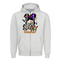 Dove Grey one spooky teacher Zipper Hoodie - SublimationCraftShop