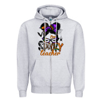 Heather Grey one spooky teacher Zipper Hoodie - SublimationCraftShop