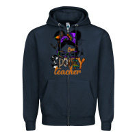 Navy one spooky teacher Zipper Hoodie - SublimationCraftShop