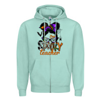 Seafoam one spooky teacher Zipper Hoodie - SublimationCraftShop