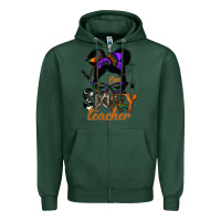 Sports Green one spooky teacher Zipper Hoodie - SublimationCraftShop