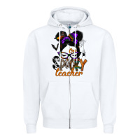 White one spooky teacher Zipper Hoodie - SublimationCraftShop