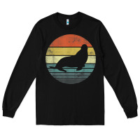 Black Seal Lover Gifts Retro Vintage Sea Lion Animal Silhouette Long Sleeve Tee - trangStudio