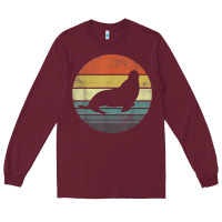 Burgundy Seal Lover Gifts Retro Vintage Sea Lion Animal Silhouette Long Sleeve Tee - trangStudio