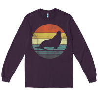 Plum Seal Lover Gifts Retro Vintage Sea Lion Animal Silhouette Long Sleeve Tee - trangStudio