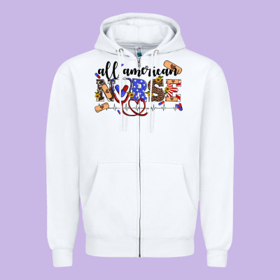 All American Nurse Zipper Hoodie Designed By Artiststas