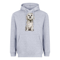 Heather Grey bichon frise dog Heavyweight Hoodie - BarkalooDesign