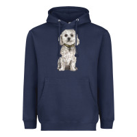Navy bichon frise dog Heavyweight Hoodie - BarkalooDesign