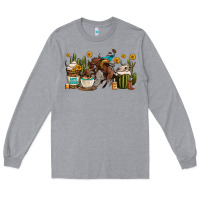 Heather Grey rodeo cowboy coffee cups Long Sleeve Tee - OliviaCreatesArt