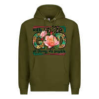 Army Green With god all things are possible leopard frame Premium Hoodie - LillyAllenDesigns