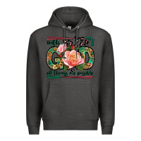 Charcoal Heather With god all things are possible leopard frame Premium Hoodie - LillyAllenDesigns