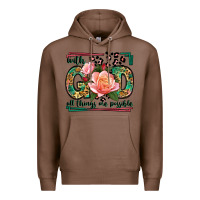 Chestnut With god all things are possible leopard frame Premium Hoodie - LillyAllenDesigns