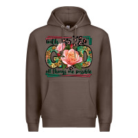 Coffee With god all things are possible leopard frame Premium Hoodie - LillyAllenDesigns