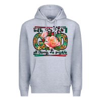 Heather Grey With god all things are possible leopard frame Premium Hoodie - LillyAllenDesigns