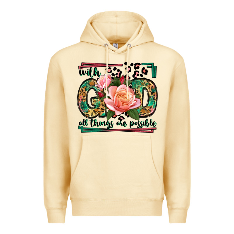 With God All Things Are Possible Leopard Frame Premium Hoodie by LillyAllenDesigns | Teevron