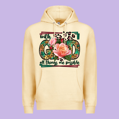 With God All Things Are Possible Leopard Frame Premium Hoodie Designed By Lillyallendesigns