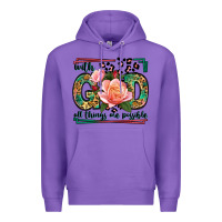 Purple With god all things are possible leopard frame Premium Hoodie - LillyAllenDesigns