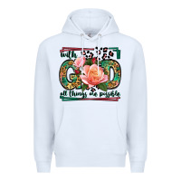 White With god all things are possible leopard frame Premium Hoodie - LillyAllenDesigns