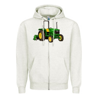 Oatmeal Heather farm tractor Zipper Hoodie - Artiststas