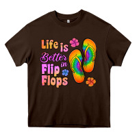 Chocolate Brown life is better in flip flops Heavy Core Tee - Jasminsmagicworld