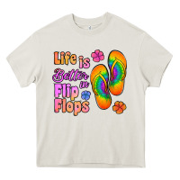 Cream life is better in flip flops Heavy Core Tee - Jasminsmagicworld
