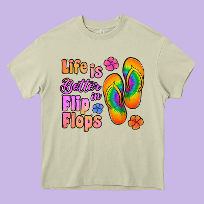 Life Is Better In Flip Flops Heavy Core Tee Designed By Jasminsmagicworld