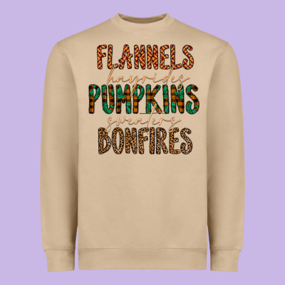 Flannels Hayrides Pumpkins Bonfires Heavyweight Sweatshirt Designed By Cowhidedigitalart