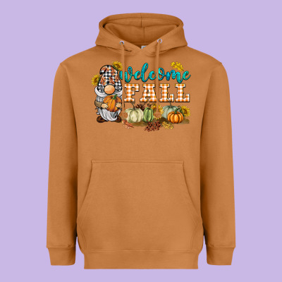 Welcome Fall Gnome Heavyweight Hoodie Designed By Barkaloodesign