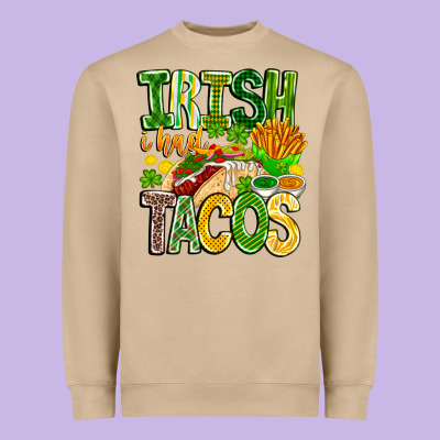 Irish I Had Tacos Heavyweight Sweatshirt Designed By Cowhidedigitalart