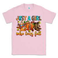 Bubblegum Pink Just a girl who loves Fall Classic Tee - RanaPortraitStore