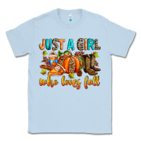 Dusty Blue Just a girl who loves Fall Classic Tee - RanaPortraitStore