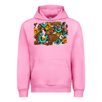 Fuchsia Pink western cowhide horseshoe sunflower background Urban Hoodie - AdoDesignShop