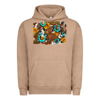 Pigment Burro western cowhide horseshoe sunflower background Urban Hoodie - AdoDesignShop