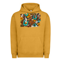 Pigment Peanut Butter western cowhide horseshoe sunflower background Urban Hoodie - AdoDesignShop