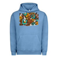 Western Cowhide Horseshoe Sunflower Background Urban Hoodie | Teevron