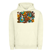 Pigment Pistachio western cowhide horseshoe sunflower background Urban Hoodie - AdoDesignShop