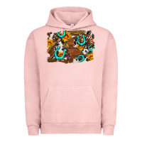 Pigment Salmon western cowhide horseshoe sunflower background Urban Hoodie - AdoDesignShop