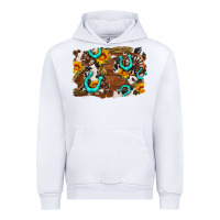 White western cowhide horseshoe sunflower background Urban Hoodie - AdoDesignShop