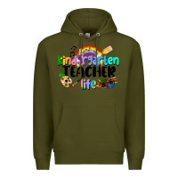 Army Green Kindergarten Teacher Life Premium Hoodie - LillyAllenDesigns