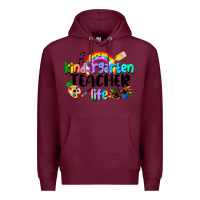 Burgundy Kindergarten Teacher Life Premium Hoodie - LillyAllenDesigns