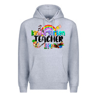 Heather Grey Kindergarten Teacher Life Premium Hoodie - LillyAllenDesigns