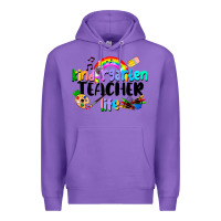 Purple Kindergarten Teacher Life Premium Hoodie - LillyAllenDesigns